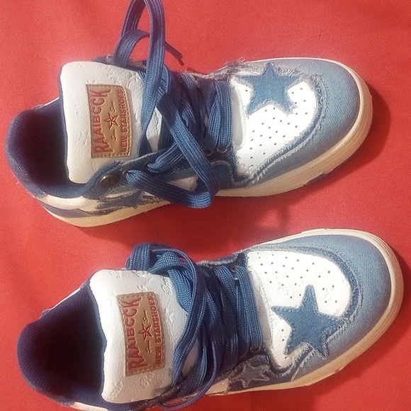 Aelfric Eden white/blue Denim Starry climb Stars Skate shoes US sz.9 - Picture 1 of 14